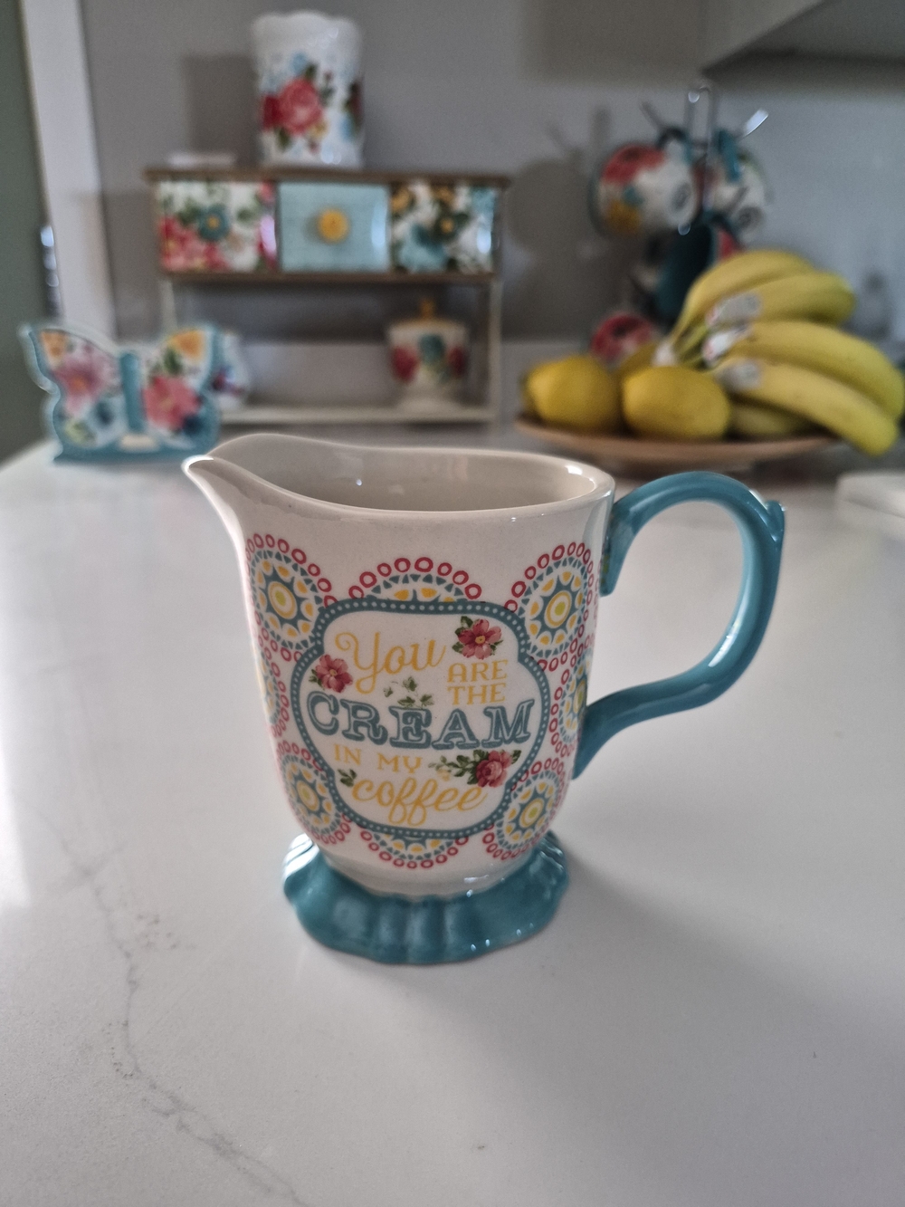 Rare Pioneer Woman Floral Ceramic Creamer Pitcher You Are The Cream In My Coffee
